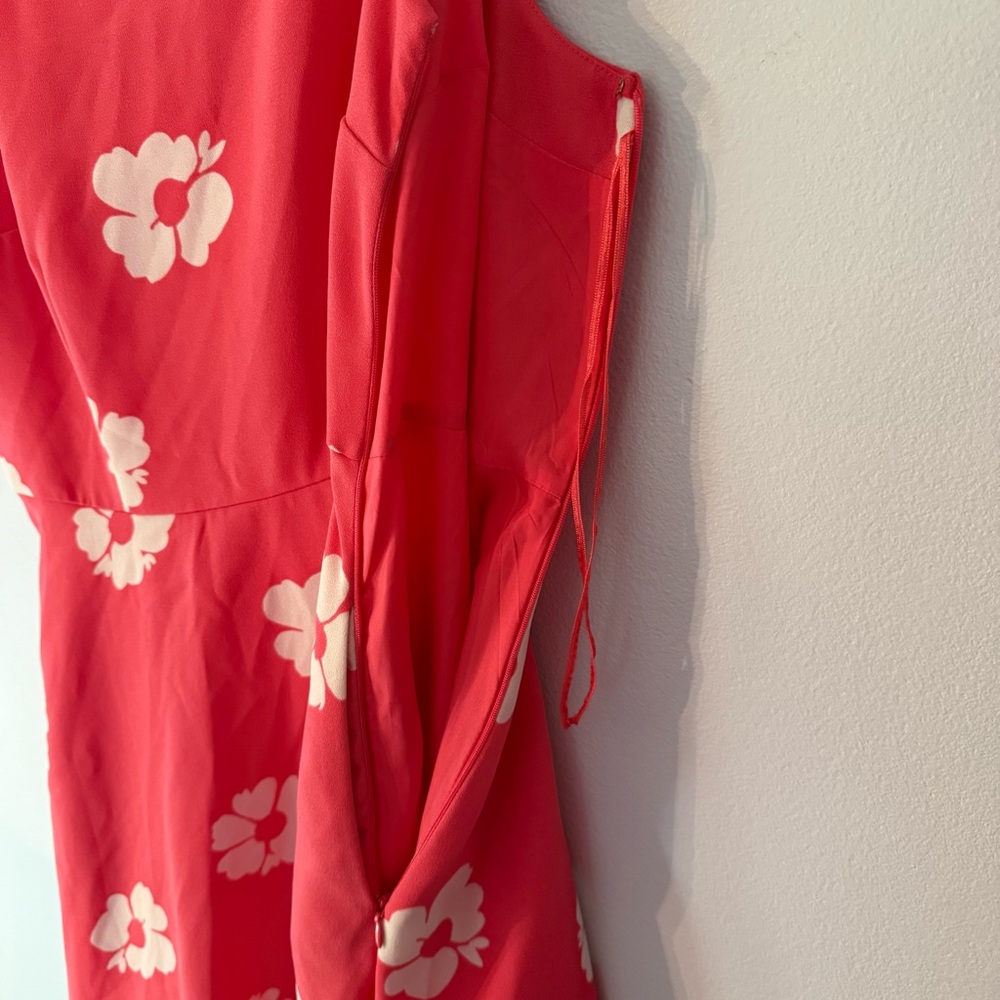 LC Lauren Conrad Women’s 10 Coral Pink Floral Print Sleeveless A-line Dress - Picture 6 of 12